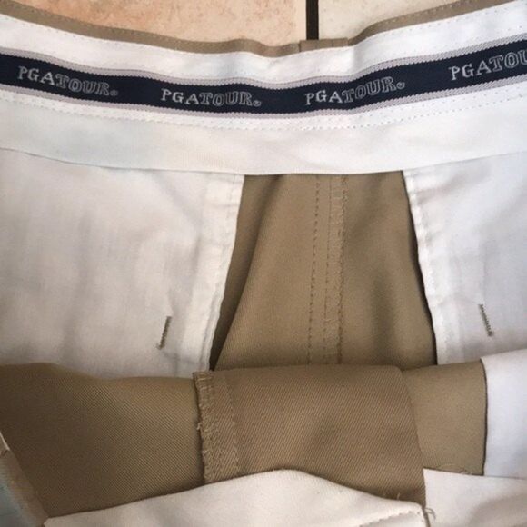 pga tour mens khaki golf performance shorts size 32 - Picture 4 of 7